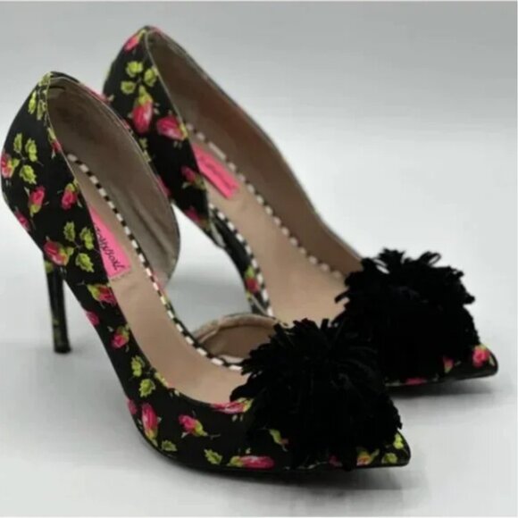 Betsey Johnson Hallye Floral Stiletto Heels with Poms Size 6.5 - Picture 12 of 12